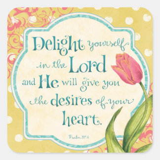 Delight in the Lord Bible Verse Square Pegatinas