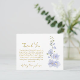 Delphinium | Tarjeta de agradecimiento por duelo
