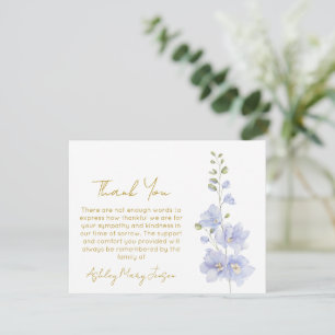 Delphinium Tarjeta de agradecimiento por duelo