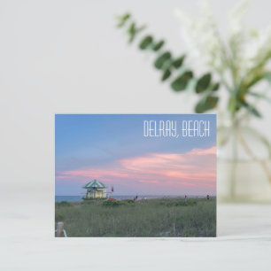 Delray Beach Florida, Beach at sunset postal card