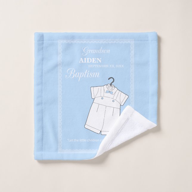 Demanda de bautismo de nietos sobre azul bebé pers (Toallita)