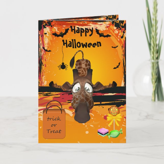 Demasiada tarjeta divertida Giraffe Halloween (Anverso)