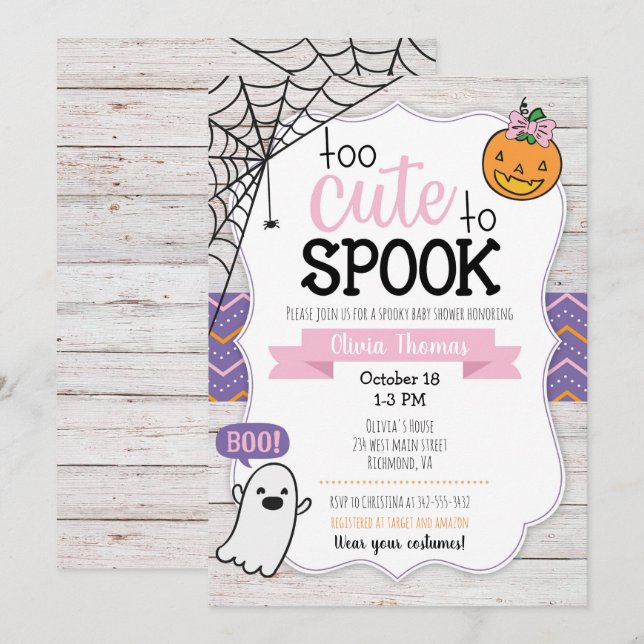 Demasiado lindo Spook la invitación de Halloween (Anverso / Reverso)