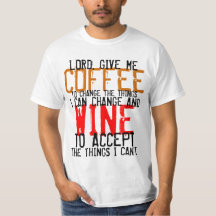 Déme las camisetas del café y del vino