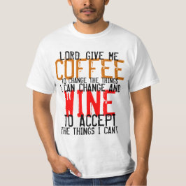 Déme las camisetas del café y del vino