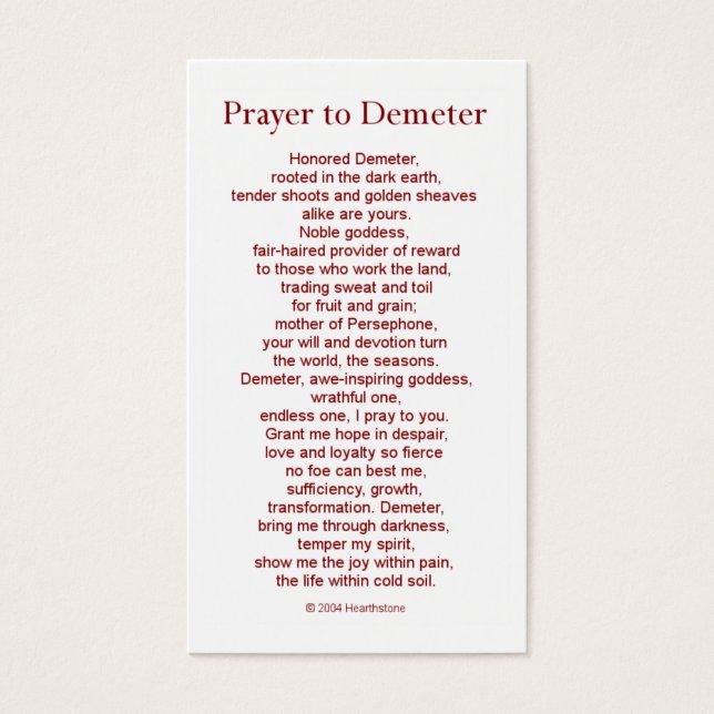 Demeter Prayer Card (Frente)