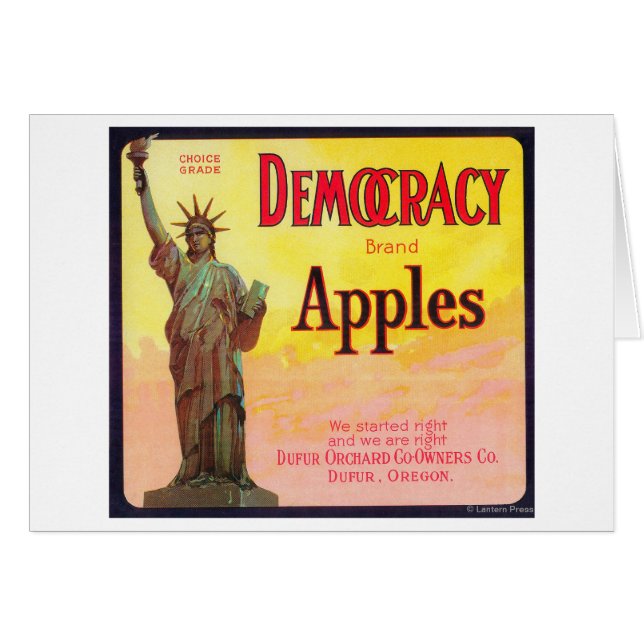 Democracy Apple Crate LabelDufur, O (Anverso (Horizontal))