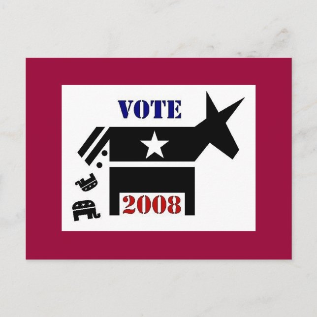 DEMÓCRATA DE VOTO EN POSTAL DE 2008 (Anverso)