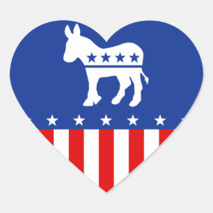 Demócrata Pegatina del corazón del burro