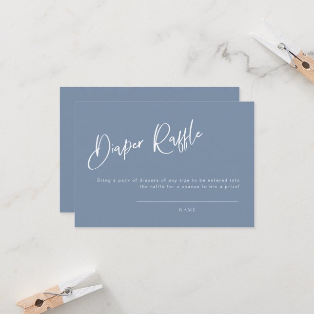 Denim Blue Baby Shower Diaper Raffle Card (Anverso/Reverso In Situ)