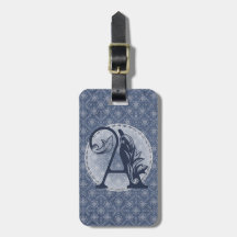 Denim Blue Decorated Monograma "A" Etiqueta de equ