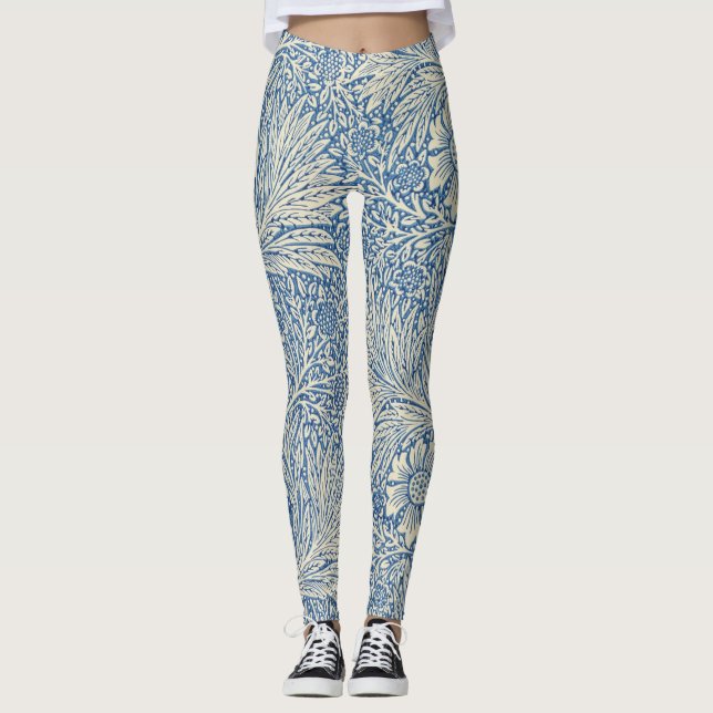 Denim Blue Floral Pattern Leggings (Anverso)