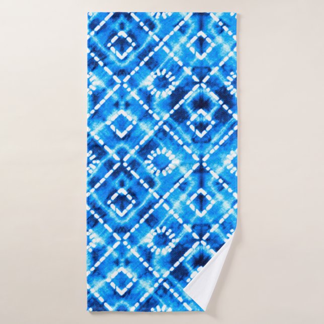 Denim blue tie die textura repetición de patrón mo (Toalla de baño)