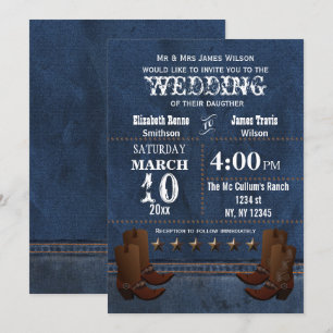 Denim Cowboy botas Estrellas Invitación de boda oc