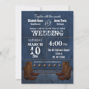 Denim Cowboy botas Estrellas Invitación de boda oc