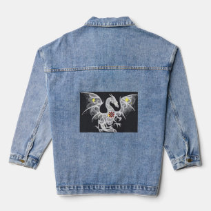 Denim Delight, bordado por dragón, con chaqueta de