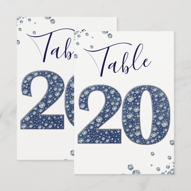 Denim & Diamonds Brillo Brillante Número de Mesa 2 (Anverso / Reverso)