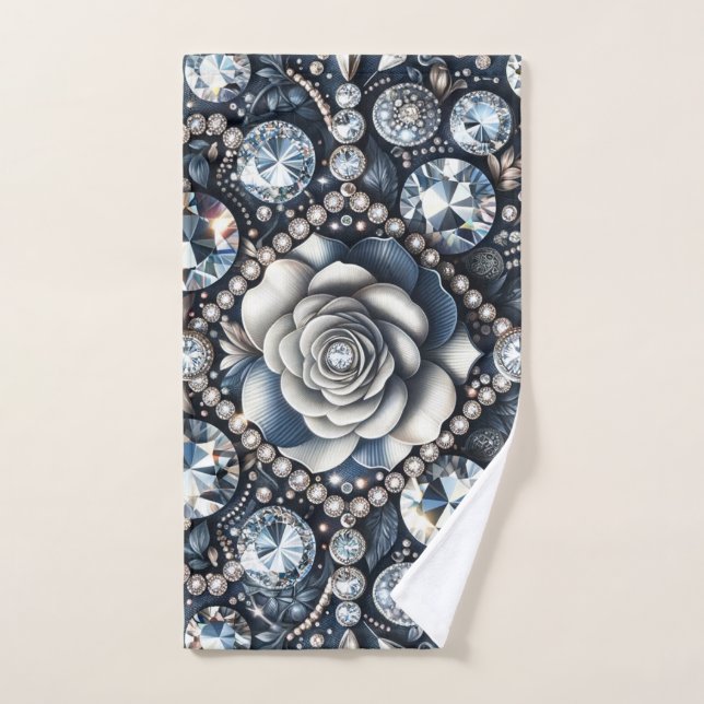 Denim & Diamonds Glam Bling Joyas Rosa (Toalla de mano)