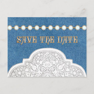 Denim Lace  Save the Date TARJETAS POSTALES