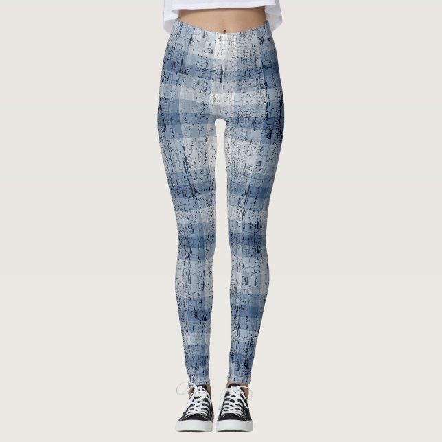 Denim Look Crackle Plaid Leggings (Anverso)