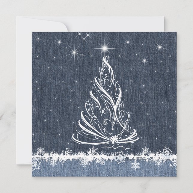 Denim n Snowflakes New Years Party Invitación (Anverso)