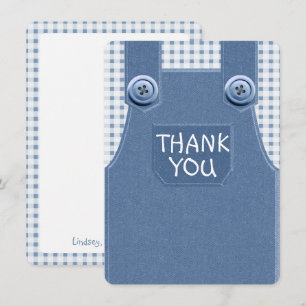 Denim Overalls Cul. como botón Tarjeta de agradeci