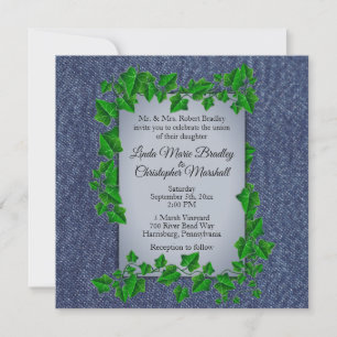 Denim Vines Wedding Invitación