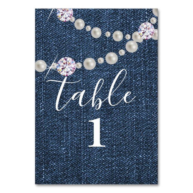 denim y diamante, tarjeta de mesa (Anverso)