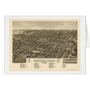 Denison, mapa panorámico de TX - 1886