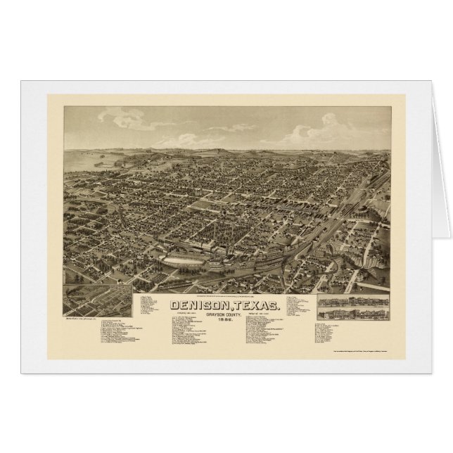 Denison, mapa panorámico de TX - 1886 (Anverso (Horizontal))