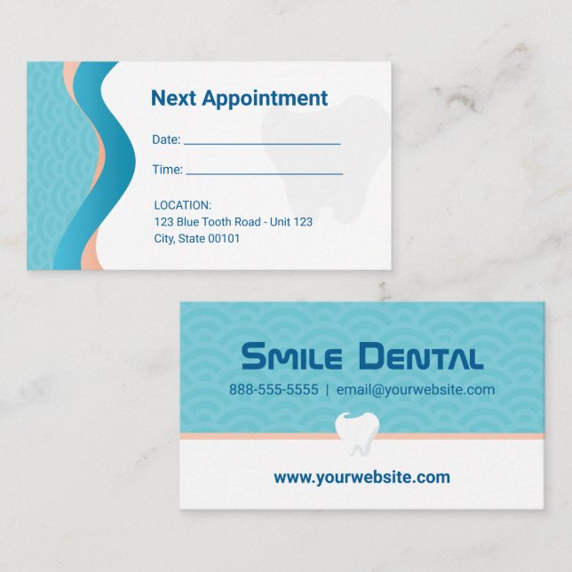 Dental Clinic Dentist Cita Tarjeta de visita (Anverso / Reverso)