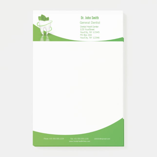 Dental Medical Mint Leaf Tooth - Notas Post-it® (Anverso)