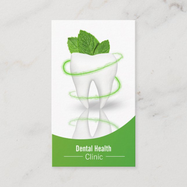 Dental Medical Mint Leaf Tooth - Tarjeta de visita (Anverso)