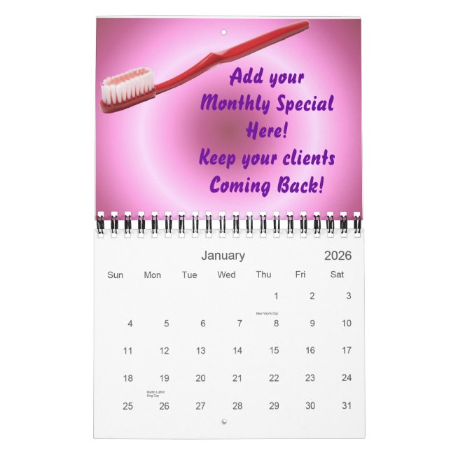 Dental Office Calendarios Regalo a Clientes (Jan 2026)