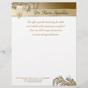 Dentist Flyer Tooth Logo Gold Deja Purpurina