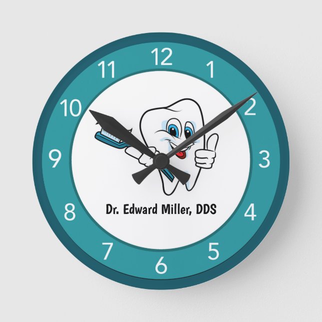 Dentista dental azul Oficina Personalizado Reloj r (Anverso)