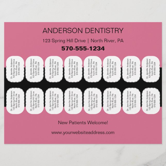 Dentista, Dentstry Flyer con tiras de dientes sin  (Frente)
