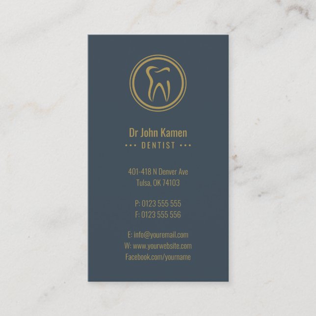 Dentista dorado | Tarjeta de cita dental (Anverso)