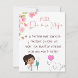 Dentista española feliz tarjeta del día de la muje