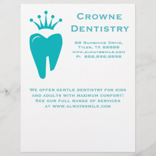 Dentista Flyer Cute Crown Tooth Logo Azul