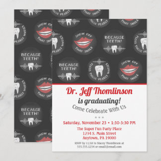 Dentista Graduación Invitación Chalk Fiesta dental