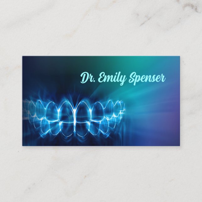 Dentista Shimmerst Blue Teeth Smile tarjeta de vis (Anverso)