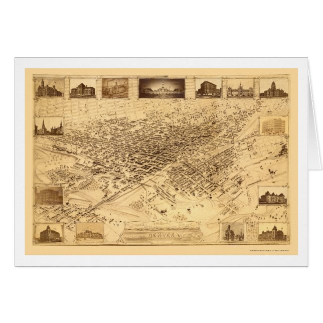 Denver, mapa panorámico del CO - 1881 (Anverso (Horizontal))