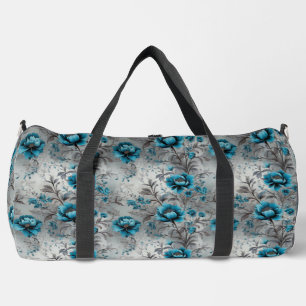 Deporte Grande Bolso de viaje floral azul turquesa vibrante