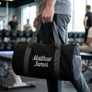 Deporte Pequeño Bolso de gimnasio negro con nombre personalizado b