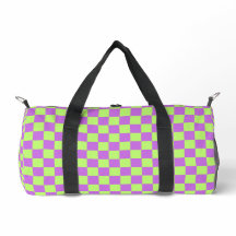 Bolso de viaje de estampado de cuadros morado y li