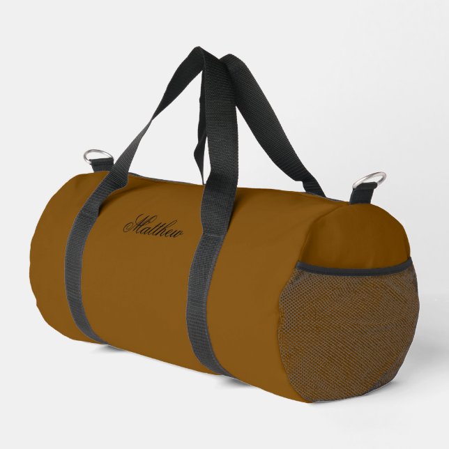 Deporte Pequeño Bolso de viaje marrón personalizado con nombre (Esquina derecha)