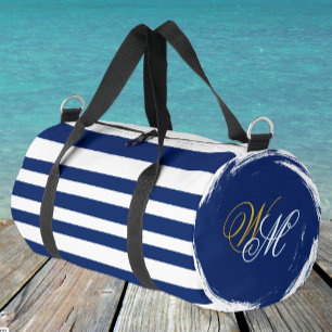 Deporte Pequeño Bolso Moderno de Rayas Azules Marinos, Marinero, V