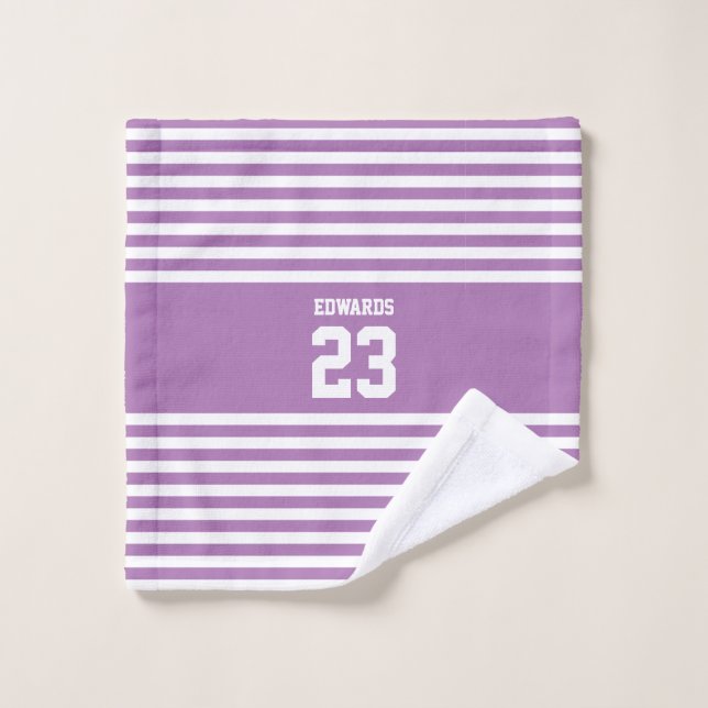 Deportes a rayas personalizados numerados con nomb (Toallita)