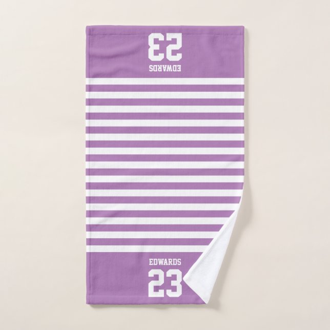 Deportes a rayas personalizados numerados con nomb (Toalla de mano)